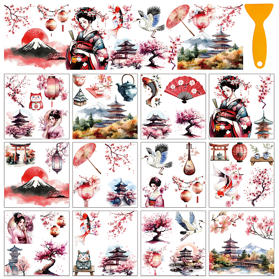 12 листы 12 наклейки из ПВХ в стиле, пленка теплопередачи, для оформления окон