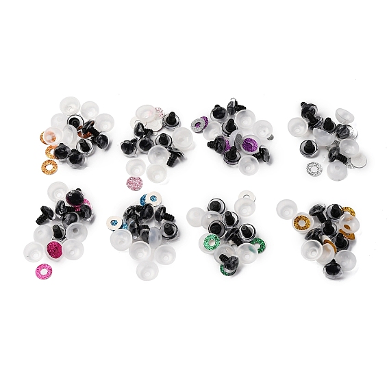 48 наборы 8 цвета пластиковые кукольные поделки глаза, безопасные глаза, с проставкой и блестками, аксессуары для игрушек своими руками, полукруглый