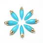 Natural Gemstone Pointed Pendants, with Brass Findings, Faceted, Bullet