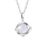925 Sterling Silver Pendant Necklace, with Opal, Round, White
