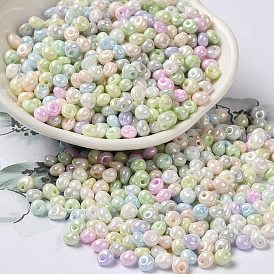 6/0 Glass Seed Beads, Opaque Colours Luster, Teardrop