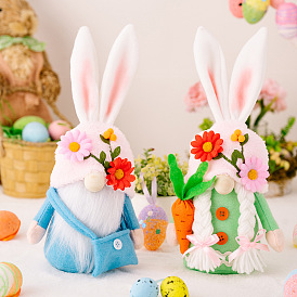 Easter Decoration Supplies Holding Carrot Rabbit Doll Creative Dwarf Goblin Rabbit Doll Ornament