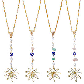 4шт. подвеска из натурального розового кварца, солнечного камня, зеленого авантюрина, стекла и акрила, с железной цепью, для автомобильных подвесных украшений, солнце