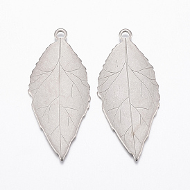 304 Stainless Steel Pendants, Leaf