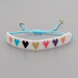 Handmade Bohemian Beaded Bracelet with Colorful Ethnic Heart Design