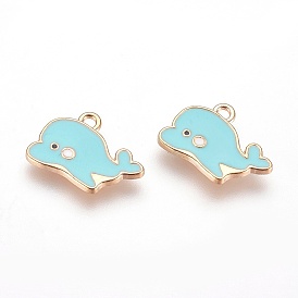 Подвески из эмали и сплава, кит, золотой свет