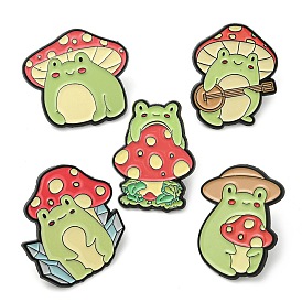 Cartoon Frog Mushroom Zinc Alloy Brooch, Enamel Pins for Backpack Clothees