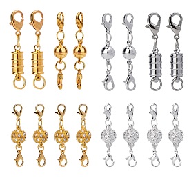 SUNNYCLUE Brass & Alloy Rhinestone Magnetic Clasps Converter, with Lobster Claw Clasps