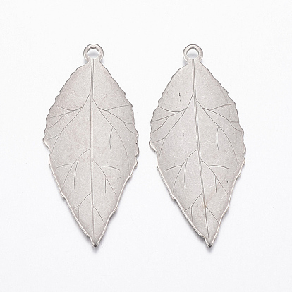 304 Stainless Steel Pendants, Leaf