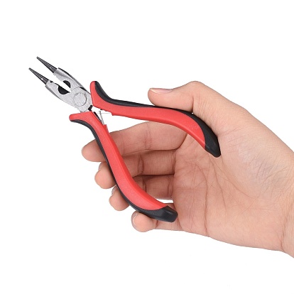 Carbon Steel Jewelry Pliers, Round Nose Pliers, Wire Cutter, Polishing, 130x65x18mm