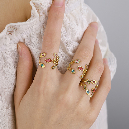 304 Кольца-манжеты из нержавеющей стали с паве из кубического циркония, лист, реальный 18 k позолоченный