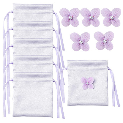 Bolsas de tela satinada con cordón y flores, Rectángulo