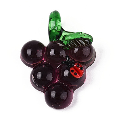 Подвески лэмпворк ручной работы, виноград и божья коровка