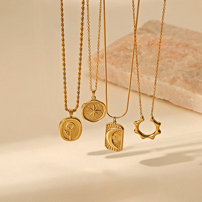 304 ожерелья с подвесками из нержавеющей стали для женщин, золотые