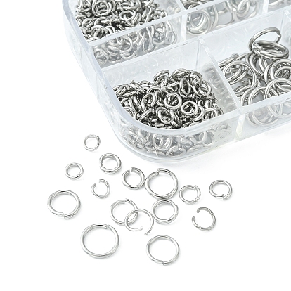 12 Styles 304 Stainless Steel Jump Rings Sets, Open Jump Rings, Round Ring