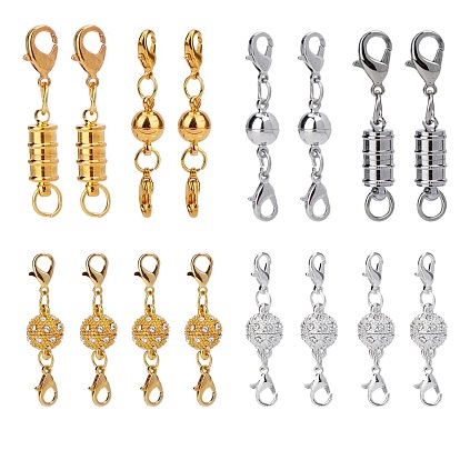 Brass & Alloy Rhinestone Magnetic Clasps Converter, with Lobster Claw Clasps