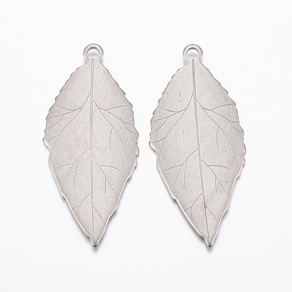 304 Stainless Steel Pendants, Leaf