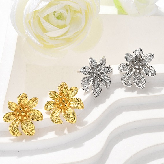 Латунь серьги, стойки покрытие, долговечный, без свинца и без кадмия, цветок