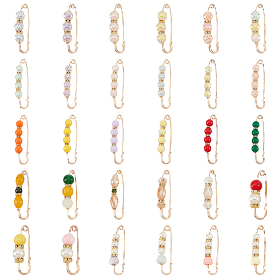 30шт. 30 набор пластиковых брошей-булавок в форме круга, сердца и овала, Светло-золотой железный свитер, шаль, зажимы для талии, штаны, удлинитель, одежда, платья, украшения