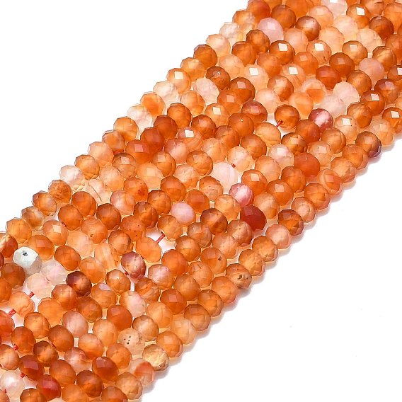 Natural Carnelian Beads Strands, Faceted, Rondelle