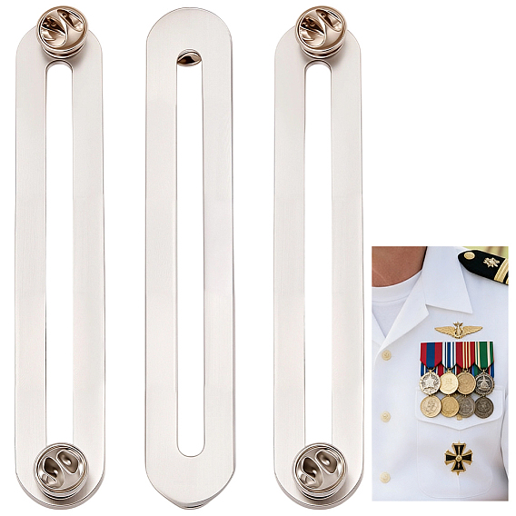 4Pcs 304 Stainless Steel & Brass Brooches, Oval
