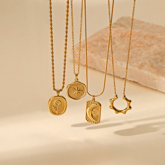 304 ожерелья с подвесками из нержавеющей стали для женщин, золотые