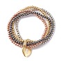 Brass Stretch Beaded Bracelets, Stackable Bracelets, Brass Micro Pave Cubic Zirconia Padlock Charms