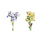 Набор цветочных брошей в стиле Ван Гога - булавки с ирисами и подсолнухами для любого наряда!