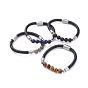 Unisex Leather Cord Bracelets, with Natural Gemstone Round Beads, 304 Stainless Steel Magnetic Clasps and Rondelle Beads, with Cardboard Packing Box