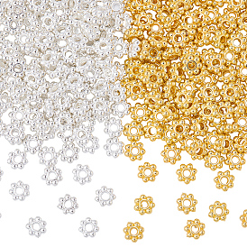 600 шт. 2 цвета тибетский стиль сплав бусины ромашки разделительные бусины, без кадмия и без свинца, гранулированные бусины