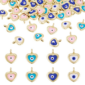 40Шармы из сплава эмали, без кадмия и без свинца, золотой свет, сердце с оберегом от сглаза
