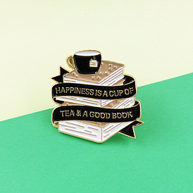 Creative Brooch Pin Set with Ribbon and Book, Fashionable Tea Accessories for Stylish Living