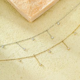 304 ожерелья с кисточками из нержавеющей стали с прозрачным кубическим цирконием для женщин