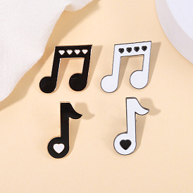 Musical Note Enamel Pin Badge Black and White Piano Key Lapel Dress Accessory