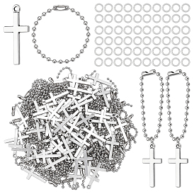 60Pcs Alloy Pendant, Cross Charms, 60Pcs Iron Ball Chains for Price Tag Chains