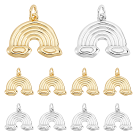SUPERFINDINGS 12Pcs 2 Colors Rack Plating Brass Pendants, Long-Lasting Plated, with Jump Rings, Rainbow with Cloud