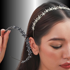 Bandes de cheveux fines en strass et fleur en métal, accessoires de cheveux pour femmes filles
