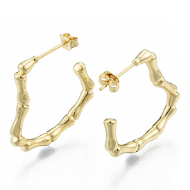 Bamboo Joint Ring Brass Stud Earring for Women, Nickel Free