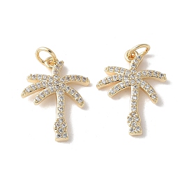 Латунные микропаве прозрачные подвески с фианитом, очарование кокосового дерева, без кадмия и без свинца, долговечный, стойки покрытие, с целью перехода в кольце