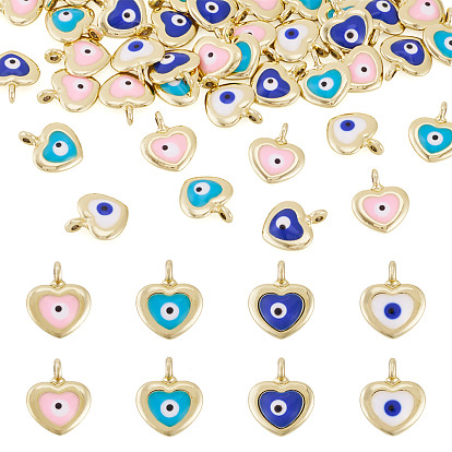 40Шармы из сплава эмали, без кадмия и без свинца, золотой свет, сердце с оберегом от сглаза