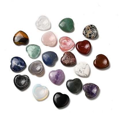 Mixed Gemstone Worry Stones, Heart Thumb Stone