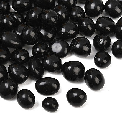 Perles noires obsidienne naturelles, pierre tombée, nuggets, pas de trous / non percés, Pierres précieuses pour remplir les vases/non percées, gemmes de remplissage de vase