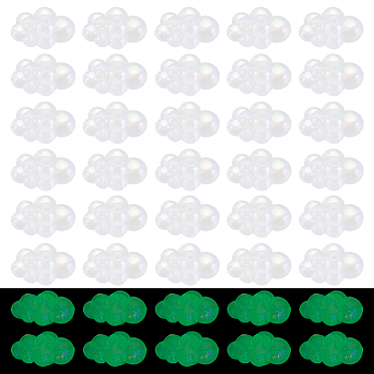 70шт. светящиеся прозрачные акриловые бусины, облако, светится в темноте
