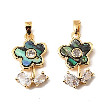 Подвески из латуни с прозрачным фианитом, , с Пауа оболочке