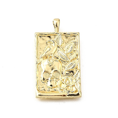 Латунные подвески, прямоугольник с подвесками в виде черепа и цветка, без свинца и без кадмия, стойки покрытие, долговечный