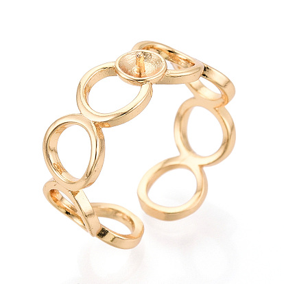 Кольцо латунный и эмалированный колышек для чашки кольца, регулируемые настройки колец для полупросверленных бусин, без кадмия, без никеля и без свинца