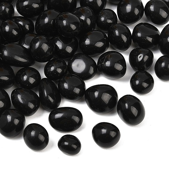 Perles noires obsidienne naturelles, pierre tombée, nuggets, pas de trous / non percés, Pierres précieuses pour remplir les vases/non percées, gemmes de remplissage de vase