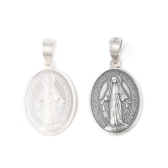 999 изысканные серебряные религиозные медальоны-подвески, овал с девственными подвесками на застежке-поручне