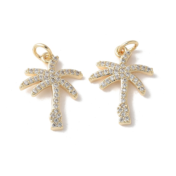 Латунные микропаве прозрачные подвески с фианитом, очарование кокосового дерева, без кадмия и без свинца, долговечный, стойки покрытие, с целью перехода в кольце
