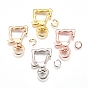 Alloy Swivel Lobster Clasps, with Iron Jump Rings, Cat Head